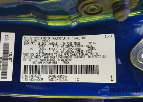 2014 Toyota Tundra Sr 4.6L V8 from USA, damaged, VIN 5TFUM5F14EX054855